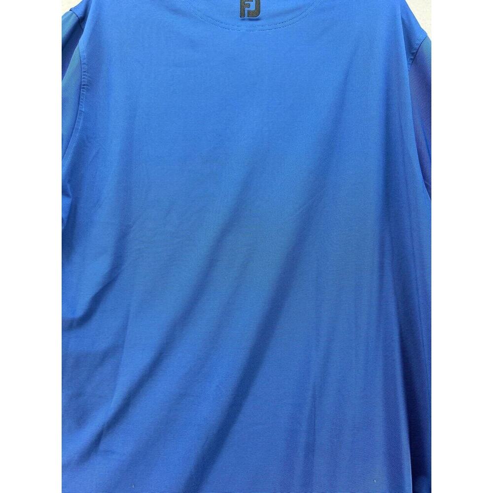 Foot Joy Polo Golf Shirt Men's XL Blue Micro Feeder Stripe Lisle Short Sleeve - Picture 6 of 9